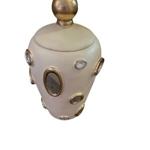 Elegant Cream and Gold Decorative Jar